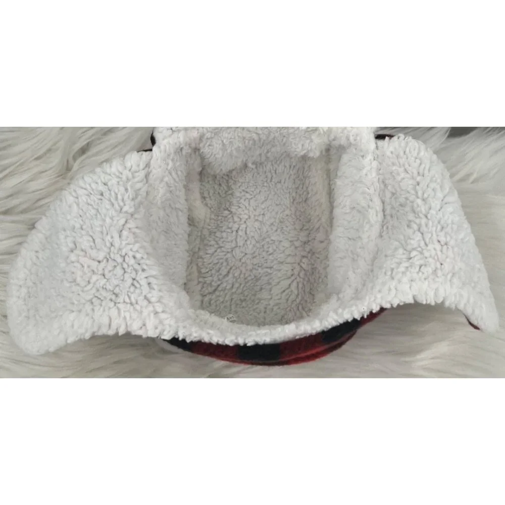 Hudson Baby 18/24 Mos Buffalo Check Plaid Aviator Trapper Hat Mitten Bootie Set
